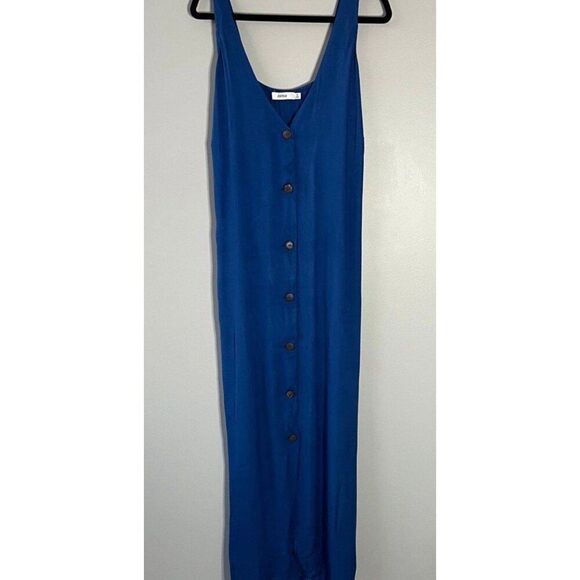 Justfab NWT Plus Size 1X Coastal Boho Vacation Blue Button Front Maxi Dress - Picture 8 of 11
